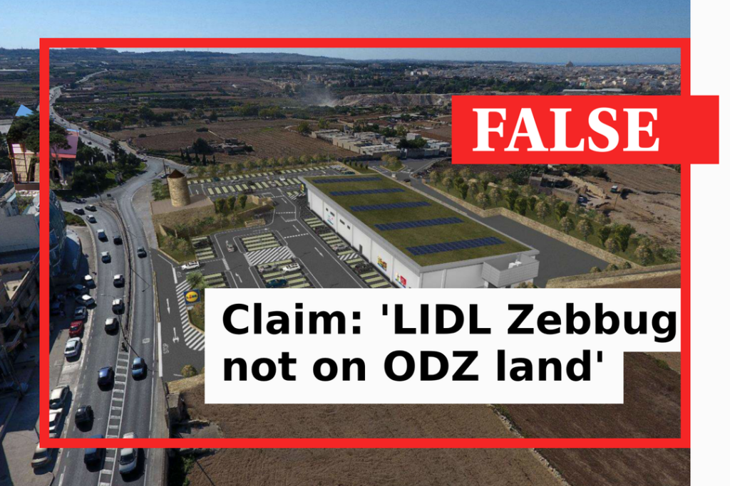 Fact-check: Żebbuġ LIDL will be on ODZ land - Featured image