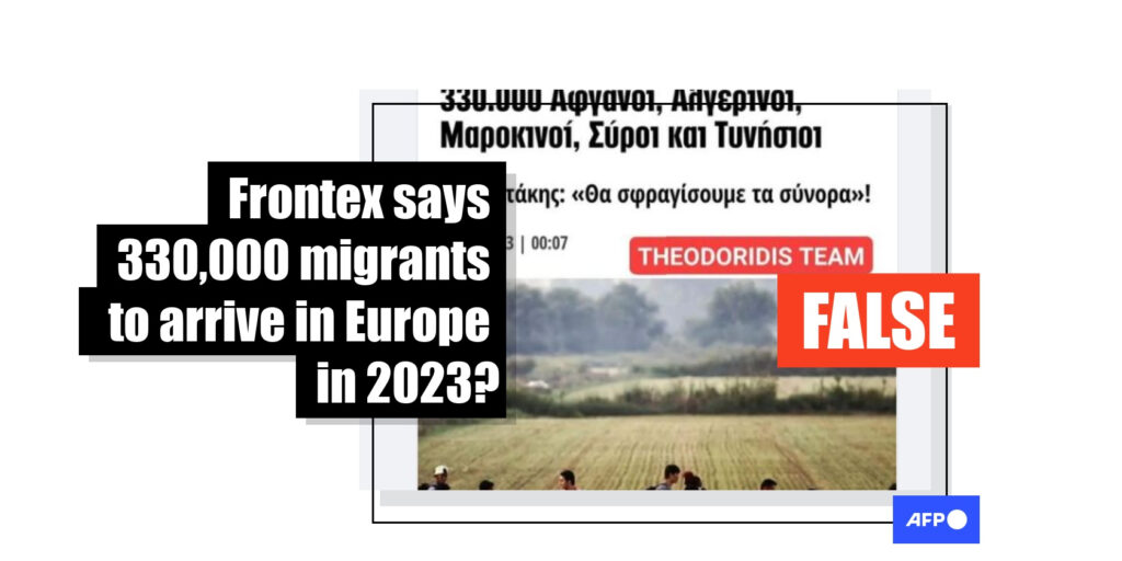 No, Frontex has not warned that 330,000 migrants will arrive in the European Union in 2023