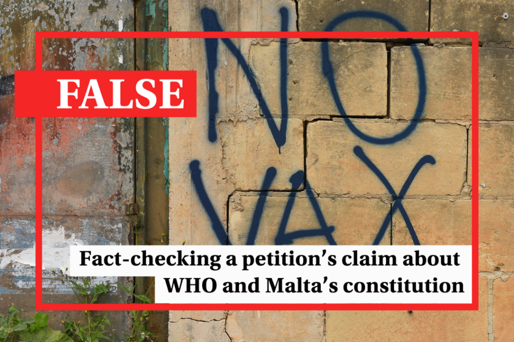 Fact-check: Petition warns that WHO will assume power over Malta’s constitution - Featured image