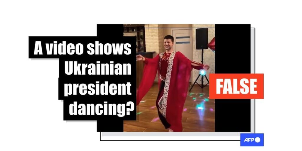 Video altered to show Volodymyr Zelensky dancing in a red costume - Featured image