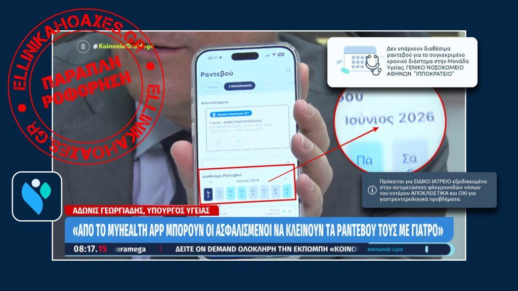 Κανένα ραντεβού στο Ε.Σ.Υ. για γαστρεντερολόγο μέχρι τις 17 Ιουλίου 2026, σύμφωνα με την εφαρμογή MyHealth για την Αττική - Featured image